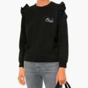 Clare V Black Ruffle Sweatshirt